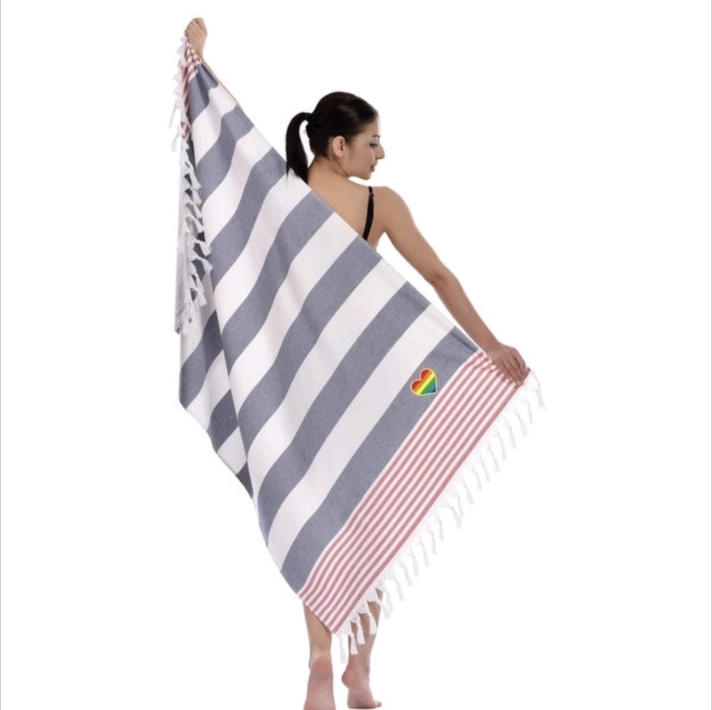 Turkish cotton rainbow heart towel